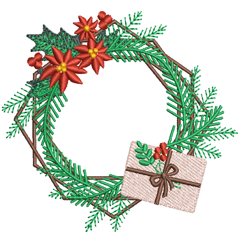 Christmas Wreath: Embroidery Design - FineryEmbroidery