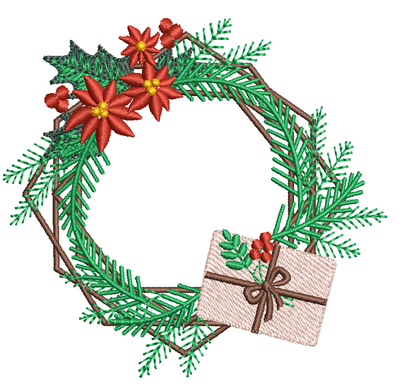 Christmas Wreath: Embroidery Design - FineryEmbroidery