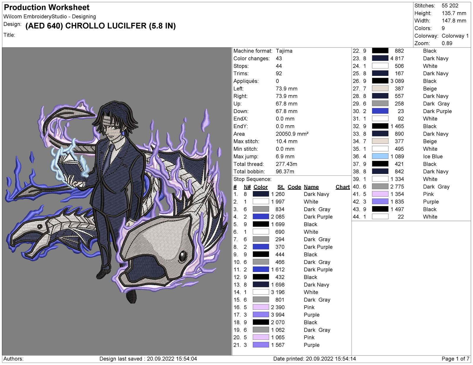 Chrollo Lucilfer Hunter X Hunter Embroidery Design - FineryEmbroidery