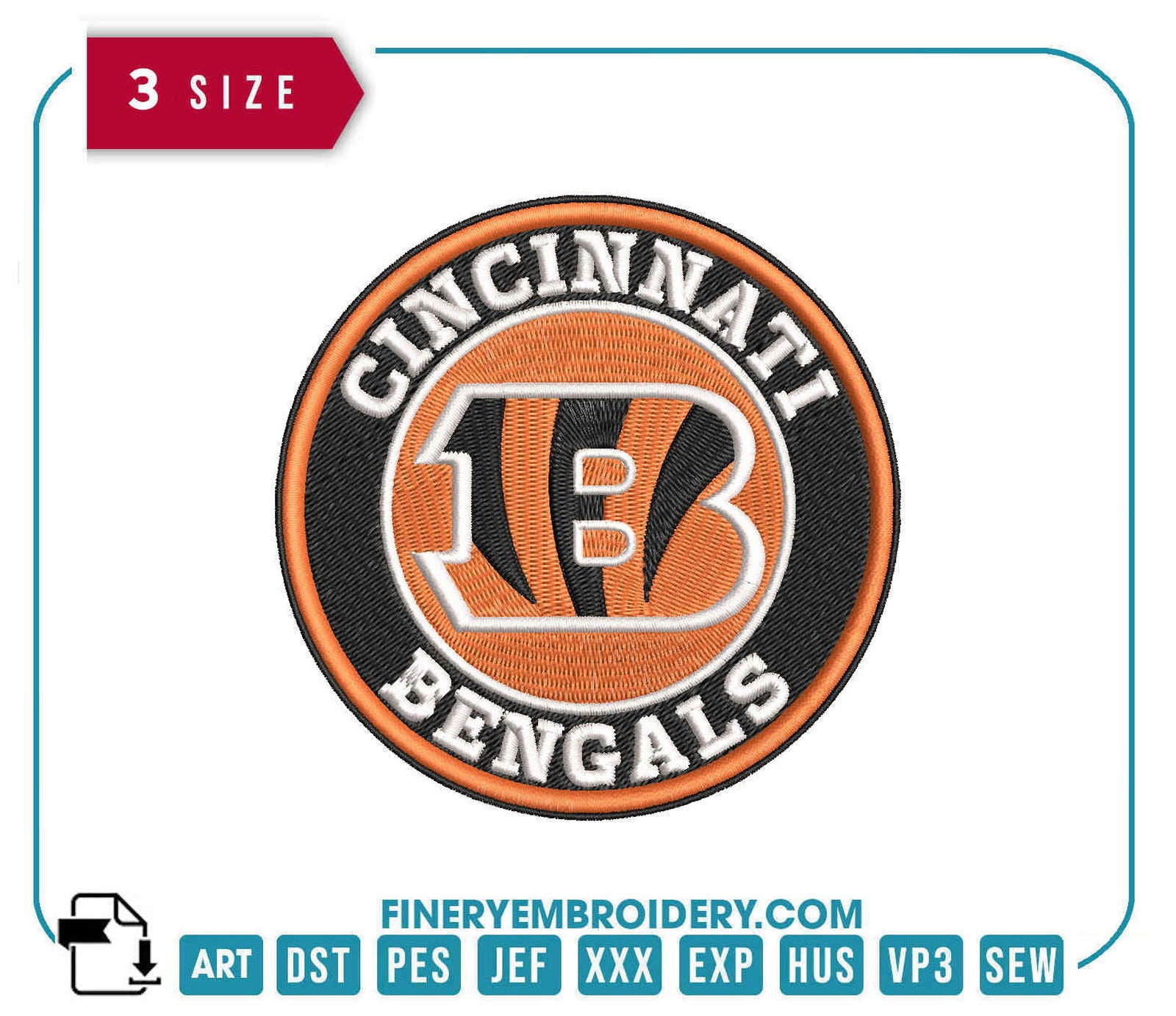 Cincinnati Bengals Embroidery Design 3 - FineryEmbroidery