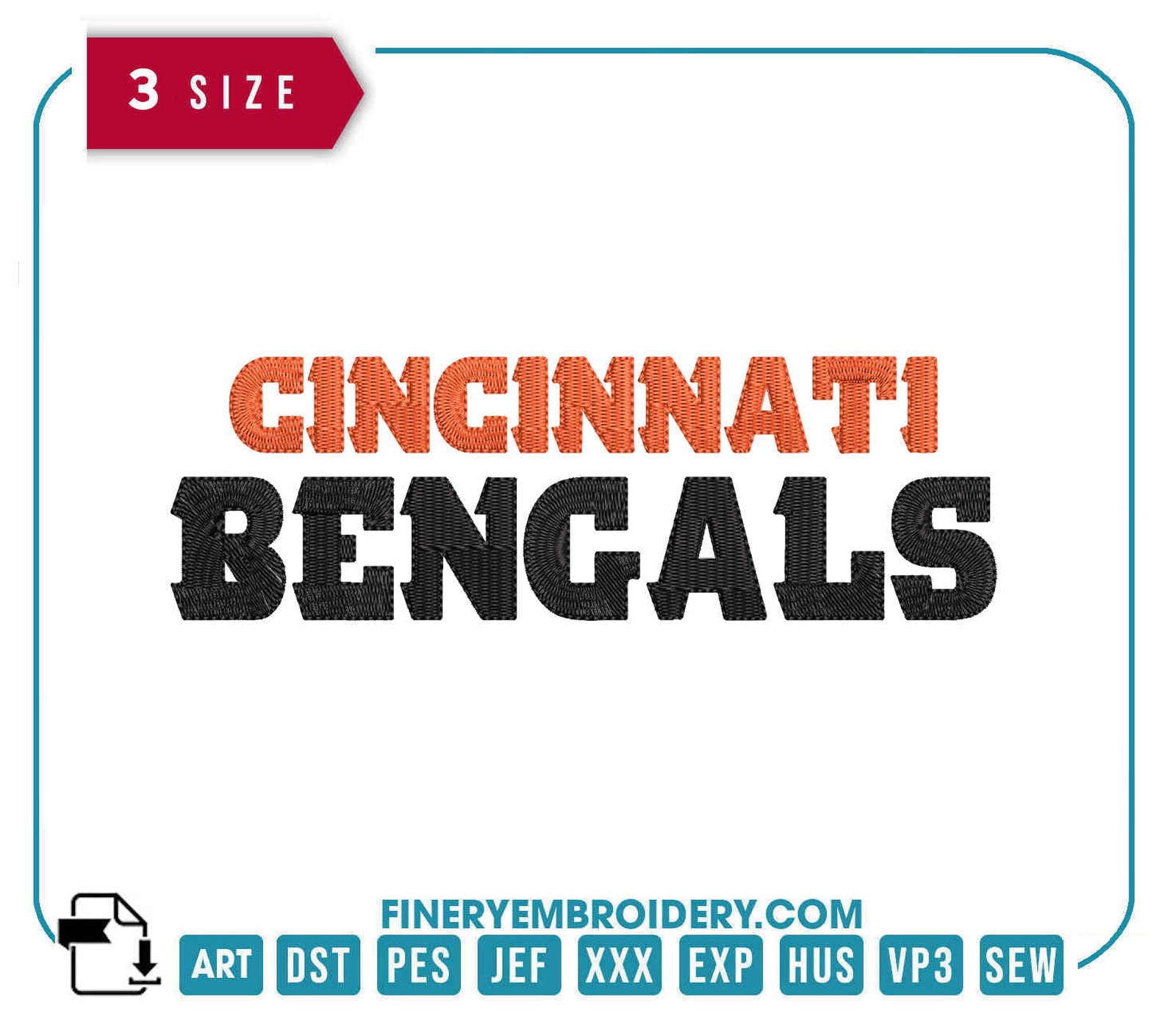 Cincinnati Bengals Embroidery Design 7 - FineryEmbroidery