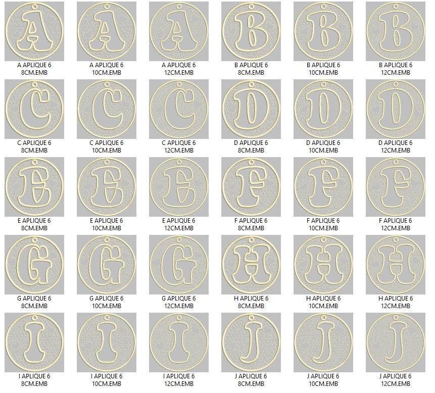 Circular Monogram Ornament Embroidery Pack – Unique Heart and Maze Letter Designs - FineryEmbroidery