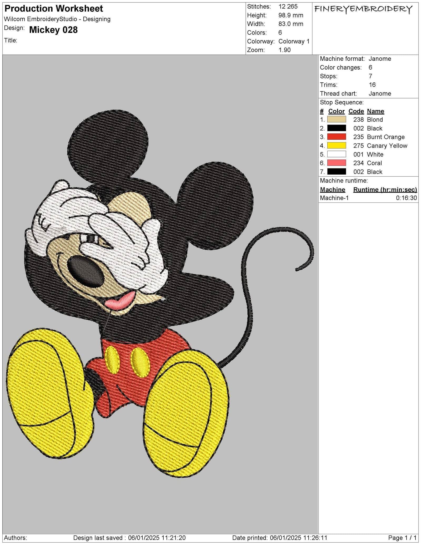 Classic Mickey Mouse Embroidery Design Pack – 4 Playful Designs - FineryEmbroidery