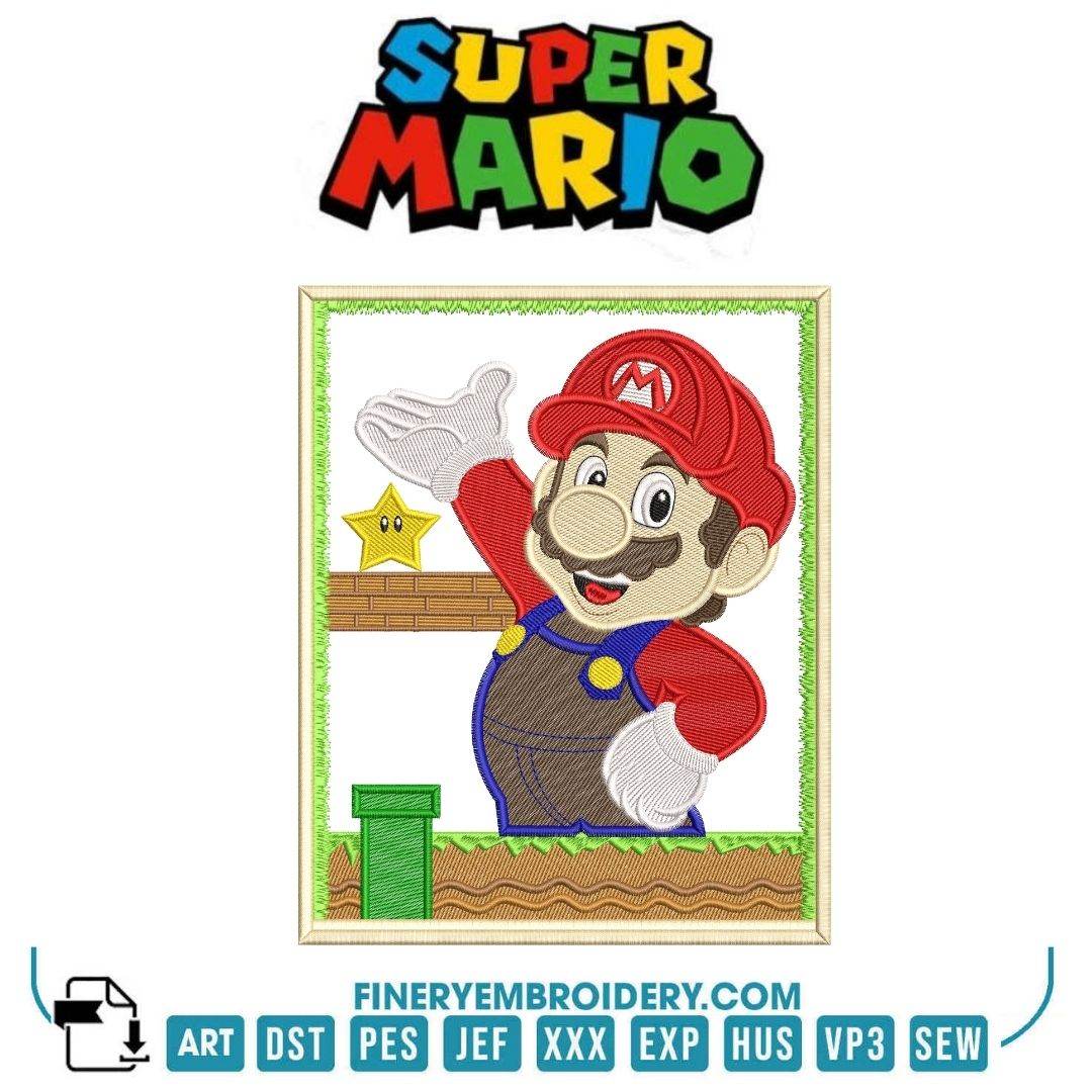 Classic Super Mario Embroidery Design Pack | Applique & Rippled Styles with Multiple Sizes - FineryEmbroidery