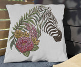 Floral Zebra Embroidery Design – Elegant Wildlife with Botanical Touch