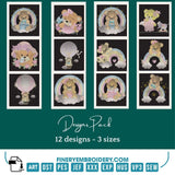 Cute Teddy Bear Embroidery Pack – 12 Designs in 3 Sizes