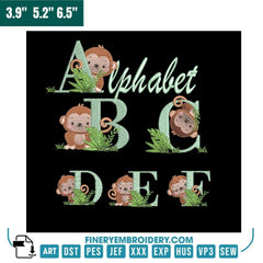 Jungle Monkey Alphabet Embroidery Pack – Monogram Letters from A to Z