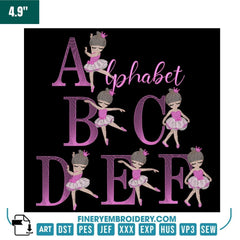 Ballet Dancer Alphabet Embroidery Collection (A to Z)