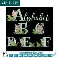 Whimsical Zebra Alphabet Embroidery Set – Complete A to Z Collection