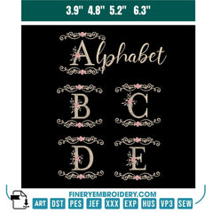 Elegant Rose Frame Alphabet Embroidery Collection - Complete A to Z