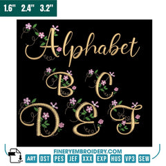 Elegant Floral Monogram Alphabet Embroidery Set