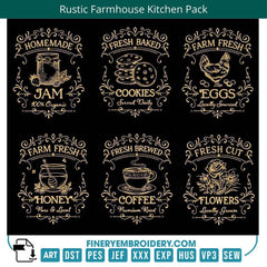 Rustic Farmhouse Kitchen Quotes Embroidery Pack