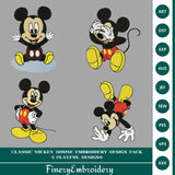 Classic Mickey Mouse Embroidery Design Pack – 4 Playful Designs