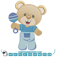 Baby Boy Bear Embroidery Design Pack – 8 Designs -2 Sizes  | FineryEmbroidery