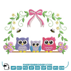 Owl Family Embroidery Design Pack – 11 Designs | FineryEmbroidery