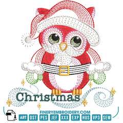 Christmas Owl Embroidery Design Pack – 11 Festive Owl Designs in 2 Sizes