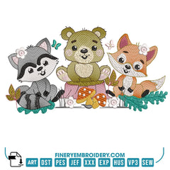 Woodland Friends Embroidery Design Pack – 12 Designs - Multiple Sizes  | FineryEmbroidery