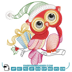 Christmas Owl Embroidery Design Pack – 11 Festive Owl Designs in 2 Sizes