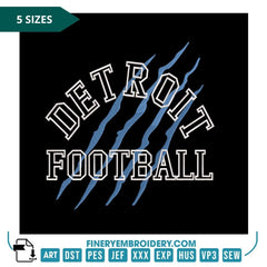 Detroit Football Embroidery Design – Bold Claw Mark Style in 5 Sizes