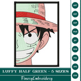 Luffy Half Green Embroidery Design – 5 Sizes