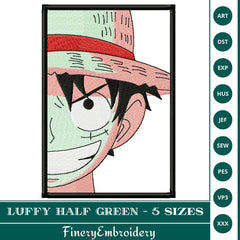 Luffy Half Green Embroidery Design – 5 Sizes - FineryEmbroidery