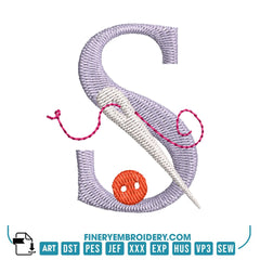 Sewing-Themed Alphabet Embroidery Design Pack – 26 Letters | FineryEmbroidery