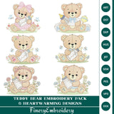 Teddy Bear Embroidery Pack – 6 Heartwarming Designs