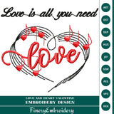 Love and Heart Valentine Embroidery Design