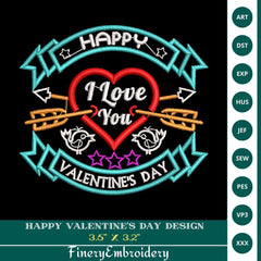 Happy Valentine’s Day Embroidery Design