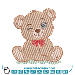 Adorable Teddy Bear Embroidery Design Pack – 8 Designs in 3 Sizes | FineryEmbroidery