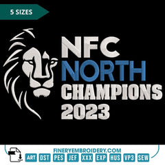 NFC North Champions 2023 Embroidery Design – Detroit Lions Pride