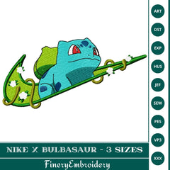 Nike x Bulbasaur Embroidery Design – 3 Sizes - FineryEmbroidery