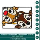 Playful Chipmunks Embroidery Design – Tico and Teco