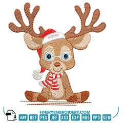 Christmas Reindeer Embroidery Design Pack – 3 Adorable Designs | FineryEmbroidery