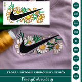 Floral Nike Inspired Swoosh Embroidery Design