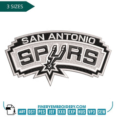 San Antonio Spurs Embroidery Design – Iconic Team Logo in 3 Sizes