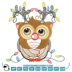 Christmas Owl Embroidery Design Pack – 11 Festive Owl Designs in 2 Sizes