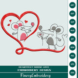 Heartfelt Mouse Love Embroidery Design