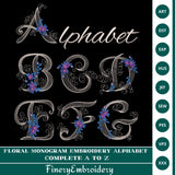 Floral Monogram Embroidery Alphabet – Complete A to Z Set - FineryEmbroidery