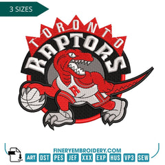 Toronto Raptors Embroidery Design – Fearless Dino Logo in 3 Sizes