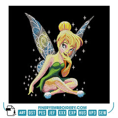 Magical Fairy Embroidery Design – Enchanting Fairy with Sparkling Wings