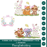 Woodland Friends Embroidery Pack – Set of 3 Adorable Designs