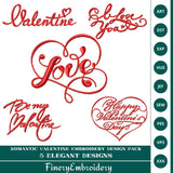 Romantic Valentine Embroidery Design Pack - 5 Elegant Designs