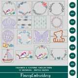 Frames & Nature Embroidery Design Pack - 17 Unique Designs in Multiple Sizes