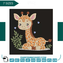 Adorable giraffe embroidery design  – 7 Sizes