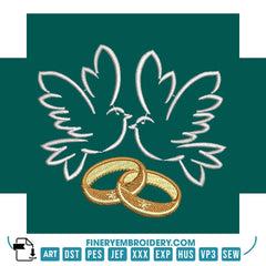 Wedding Rings Embroidery 4 Designs Pack - Elegant Love and Marriage