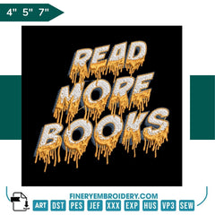 Book Lovers collection Embroidery Design - Read More Books