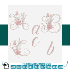 Floral Script Alphabet Embroidery Design Pack