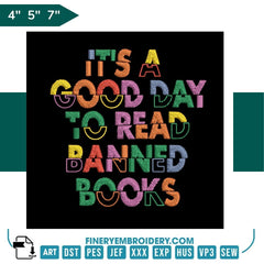 Book Lovers collection Embroidery Design - Its a Good Day to Read Banned Books