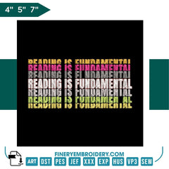 Book Lovers collection Embroidery Design - Reading is Fundamental -Geeky